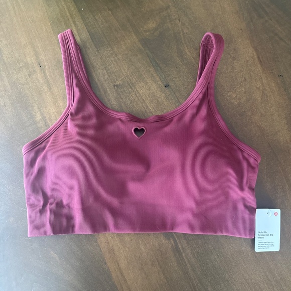 lululemon athletica Other - LULULEMON HEART NULU RIBBED SCOOPNECK BRA B/C Cup Burgundy Bay SZ Medium